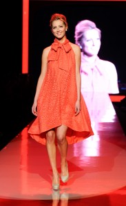 Eva Amurri wearing Chris Benz walks the runway at THE HEART TRUTH Runway Show February 10, 2011 at Lincoln Center.  Photographed by Arun Nevader.