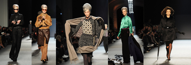 Jean-Paul Gaultier Autumn/Winter 2011-2012 Runway (Valerié Lemercier on the right).  Phoro by Dominique Charriau (Wire Image)