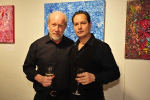 Arun Nevader (Agenda Loft Co-Founder) poses with Michael Stervinou at his exhibition at Agenda Loft
