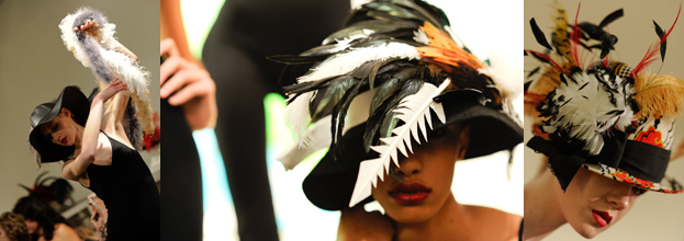 Alakazia le Chapeau Designs fashion installation held at EM & CO for LA Fashion Week Fall 2011