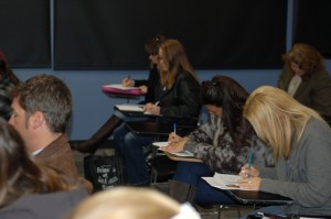 Seminar Participants taking notes during Jerome Courshon's talk on independent film distribution. (LA Women in Film)