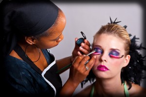 Shahada Karim doing makeup 