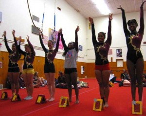 Wilson H.S. Gymnsatics Competiton L-R Betsy Sosa, Sassie Nunez, Lindsay Oliver, Lela Sivera, Yajaira Moreno, Jaenal Peterson (Photo by Kaylene Peoples)