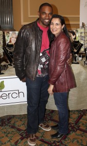 Jason George (Grey's Anatomy) with wife Vandana Khanna at Perch™ By TII Jewelry booth at Kathy Duliakas's 5th Annual Oscar® Suite & Party Photo: Travis Jourdain