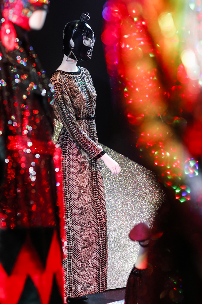 VIENNA, AUSTRIA - SEPTEMBER 15: The Installations By Designer Jean Paul Gaultier at the Swarovski Kristallwelten Store Vienna on September 15, 2015 in Vienna, Austria. (Photo by Franziska Krug/Getty Images for Swarovski Kristallwelten)