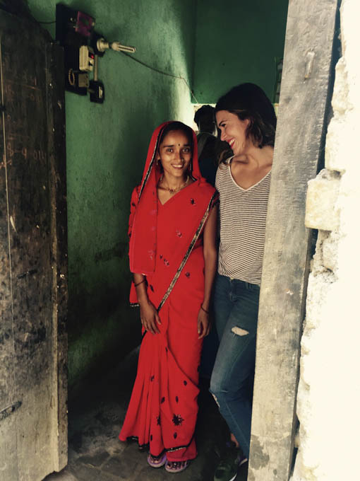 Preeti, a married, mother of two from Masnapur Village in India, leads actress,singer/songwriter and PSI Global Ambassador Mandy Moore to the toilet she.pressed her husband and his family to purchase. PSI has helped build and finance more than 16,000 toilets in the Bihar region of India..