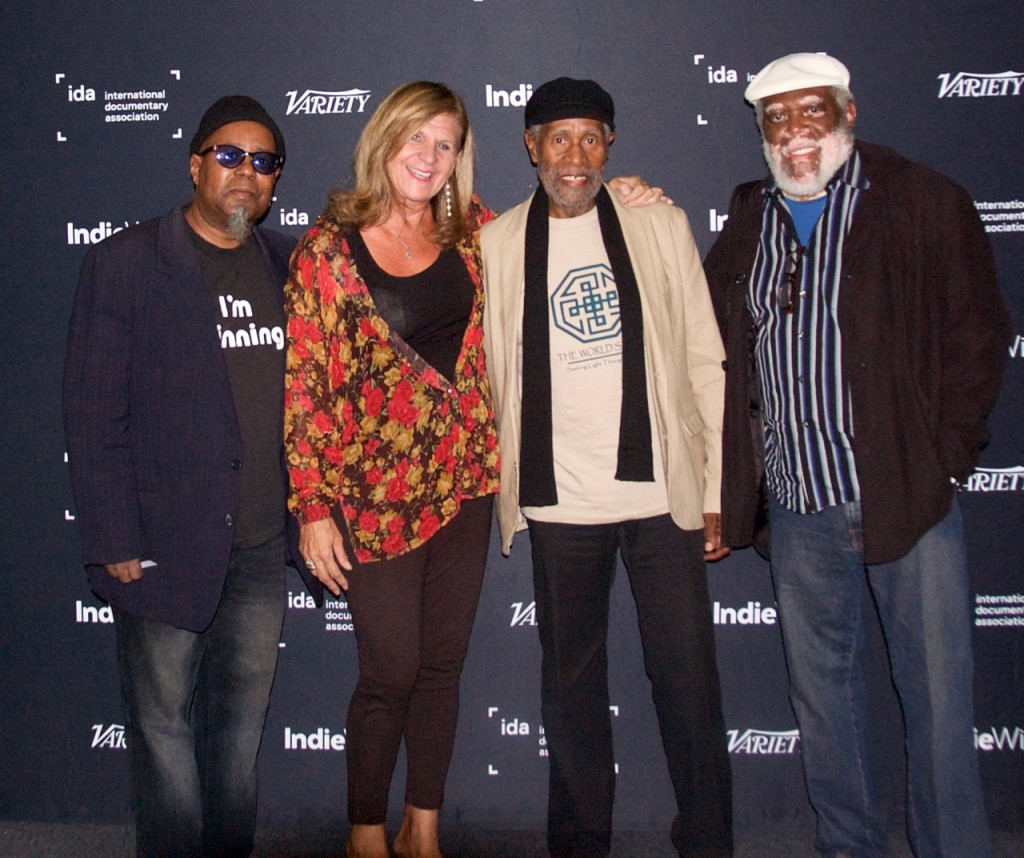 Director of the World Stage/jazz vocalist, Dwight Trible, Sheryl Aronson, Bennie Maupin, and Filmmaker, Paul Sabu Rogers. 