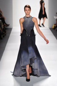 Model walks the runway during the Supima fashion competiton at Lincoln Center September 8, 2011 during Mercedes Benz Fashion Week in New York, photo by Mike Coppola