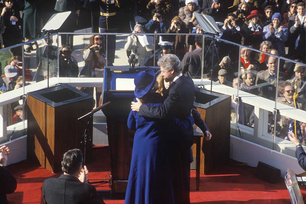 Bill Clinton with Hillary and Chelsea on inauguration day