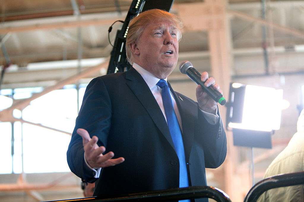 Donald Trump speaking with supporters at a hangar at Mesa Gateway Airport in Mesa, Arizona. (Photo: Gage Skidmore)