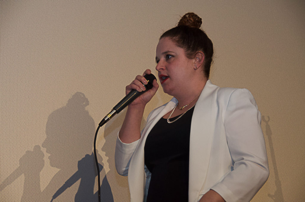 Jass Bianchi opens the show at the Artemis Awards Gala at the Ahrya Fine Arts Theatre in Beverly Hills on April 25, 2019. (Photo: Sheryl Aronson)