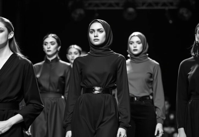 Models showcase modest fashion on the runway at Haute Off the Rack by AGENDA Magazine. (First Take PR Photography)