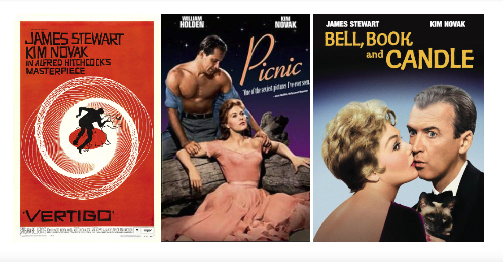Kim Novak Movies "Vertigo," "Bell, Book, And Candle," & "Picnic"